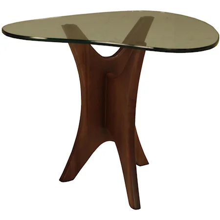 Boomerang End Table with Glass Top